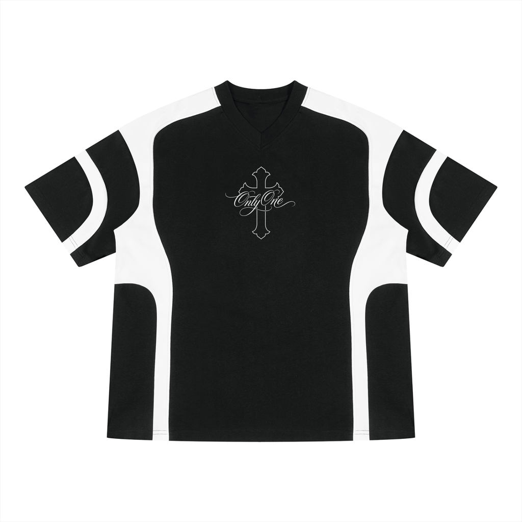 Cross Color Block V-Neck T-Shirt
