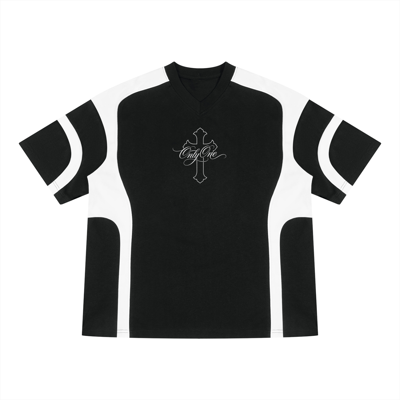 Cross Color Block V-Neck T-Shirt